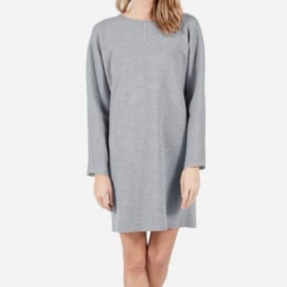 Everlane The Scuba Knit Dress 3/4 Sleeve Gray Size Large Oversized